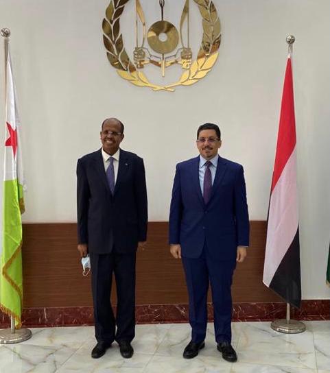 بن مبارك يناقش مع وزير الشؤون الخارجية الجيبوتي تفعيل انعقاد اللجان المشتركة