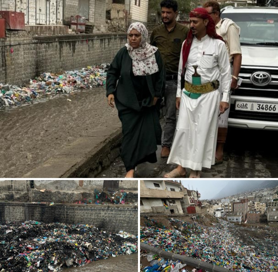 مدير عام القاهرة ومدير عام صندوق النظافة بتعز يتفقدان شوارع مدينة تعز